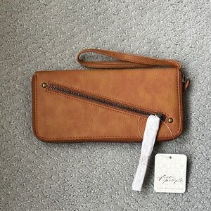 Free People Brown Wristlet Clutch